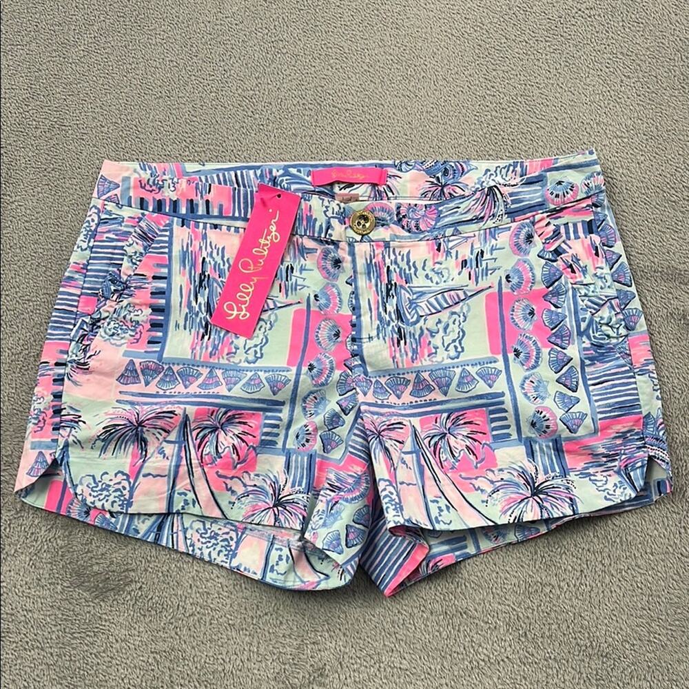 NEW Lilly Pulitzer 4 Adie Ruffle Pocket Stretch Women's Whisper Blue Shorts